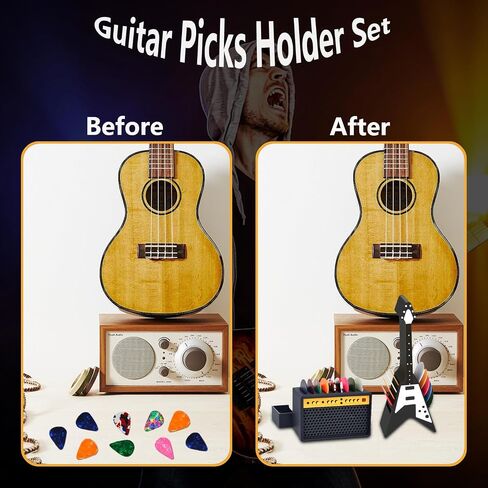 Guitar Pick Holder Set, V-Shaped Guitar and Amp Speaker Style, 2 Pack, Pick Storage Box for Guitar Players（Picks Not Included.） in Saudi Arabia