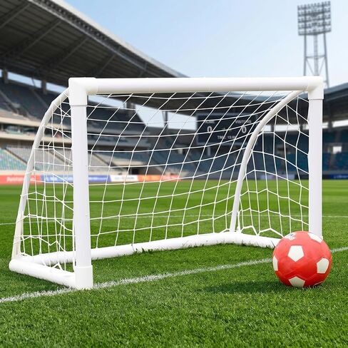 EGREE Portable Soccer Goal for Backyard - 12x6FT/8x6FT/6x4FT Heavy Duty Football Net Goals for Adults & Youth Training, Outdoor PVC Soccer Goal Post with Weatherproof UPVC Frame & Ground Stakes, White in Saudi Arabia