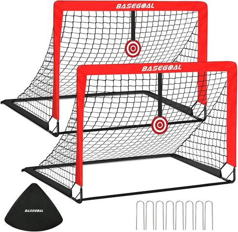 مجموعة أهداف كرة القدم BaseGoal للفناء الخلفي مكونة من 2، شبكة كرة قدم صغيرة محمولة للأطفال والشباب بطول 4 × 3 أقدام للأطفال والشباب، معدات تدريب كرة القدم في الهواء الطلق مع أهداف كرة القدم وحقيبة حمل in Kuwait