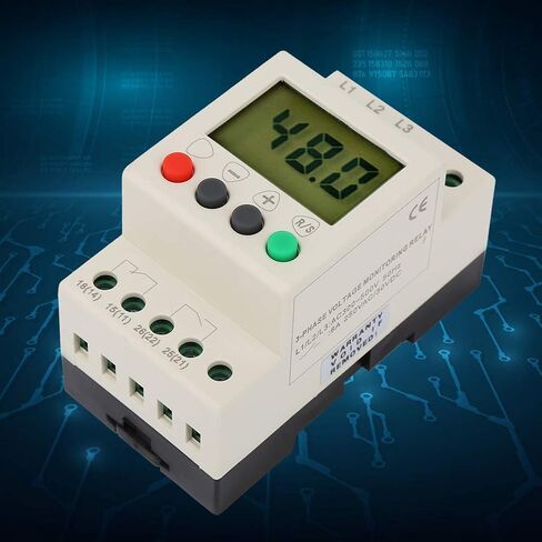 3 Phase Sequence Relay Protector Voltage Protective Relay Digital Display LCD Screen Overvoltage Undervoltage Unbalance Protection for Pumps Cranes Elevators Machine Tools in Kuwait