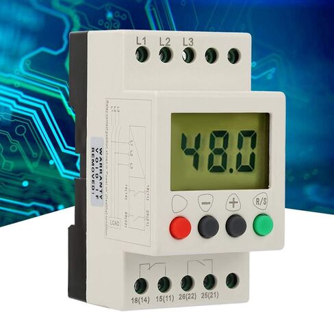 3 Phase Sequence Relay Protector Voltage Protective Relay Digital Display LCD Screen Overvoltage Undervoltage Unbalance Protection for Pumps Cranes Elevators Machine Tools in Kuwait
