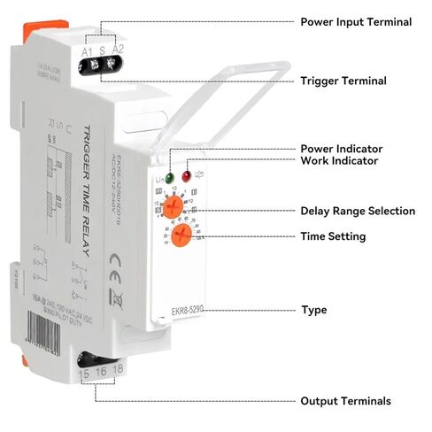 Multi-Function Timer Relay SPDT 0.1S-1D 12-240V AC 12V 24V 220V 16A EKR8-5290H0016 in Kuwait