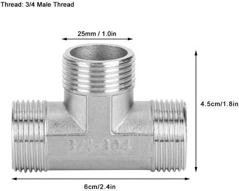 3-Way Diverter Valve, TShape Hose Pipe Fitting Tee Connector T-adapter Valve, 3/4 Male Thread to 3/4 Male Thread to 3/4 Male Thread in Kuwait