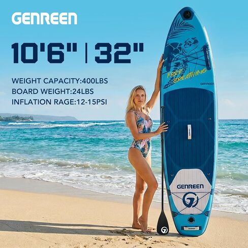 Inflatable Stand-Up Paddle Boards – Available 32"/33"/34" Widths Inflatable Paddle Board with SUP Accessories, Camera Mount, Basic All-Around SUP Board for All Skill Levels, Up to 450lbs in Kuwait