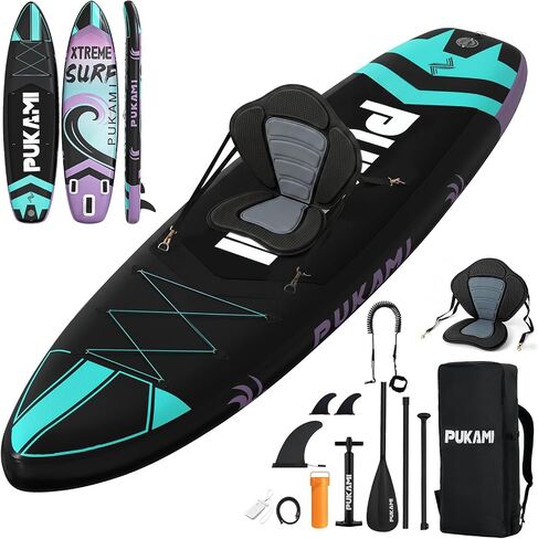 11'1" x 33" Inflatable Stand Up Paddle Board,450lbs Extra Wide SUP for Adults, Includes Premium Accessories Kit & Backpack,Seat, Non-Slip Stable Deck – Blow Up Kayak for Yoga, Fishing & Surf in Kuwait