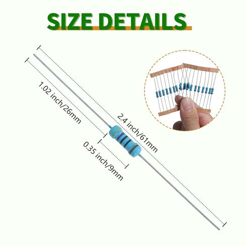 100Values 1000PCS 1/2W Resistors Assortment Kit 1 Ohm to 5.6M Ohm 1/2Watt 1% Metal Film Resistor Assorted Set in Kuwait