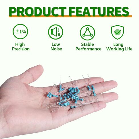 100Values 1000PCS 1/2W Resistors Assortment Kit 1 Ohm to 5.6M Ohm 1/2Watt 1% Metal Film Resistor Assorted Set in Kuwait
