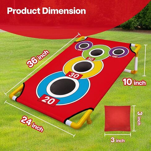 Cornhole Board with 21+ Games, 8 Bean Bags - Arcade Style Corn Hole Games for Adults and Kids, Portable Outdoor Yard Games for Kids & Family, Beach, Camping and Parties, 24x36 in Kuwait