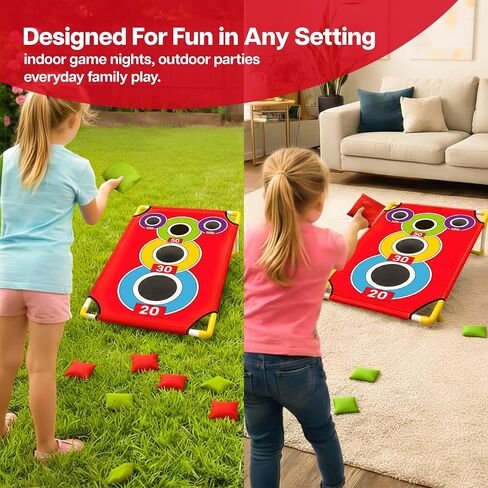 Cornhole Board with 21+ Games, 8 Bean Bags - Arcade Style Corn Hole Games for Adults and Kids, Portable Outdoor Yard Games for Kids & Family, Beach, Camping and Parties, 24x36 in Kuwait