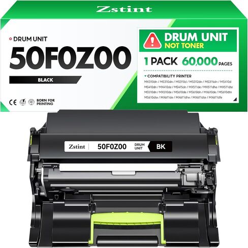 50F0Z00 وحدة التصوير (وليس الحبر) عالية الإنتاجية 1-حزمة بديلة لوحدة الطبل Lexmark 50F0Z00 المتوافقة مع طابعة الليزر Lexmark MX310 MS310 MS312 MS315 MX511 MS510 MX510 MS410 MX410 MS415 MS610 MX611 in Kuwait