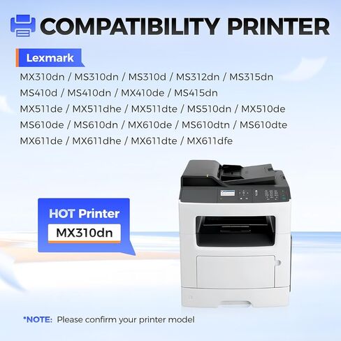 50F0Z00 وحدة التصوير (وليس الحبر) عالية الإنتاجية 1-حزمة بديلة لوحدة الطبل Lexmark 50F0Z00 المتوافقة مع طابعة الليزر Lexmark MX310 MS310 MS312 MS315 MX511 MS510 MX510 MS410 MX410 MS415 MS610 MX611 in Kuwait