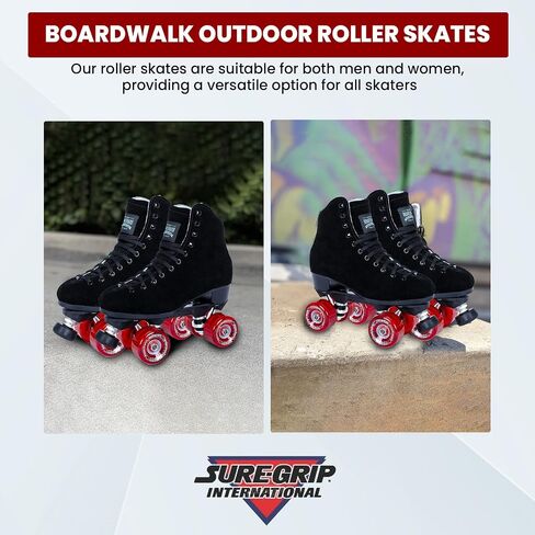 Sure Grip Boardwalk Unisex Outdoor Roller Skate - Suede Material, ABEC 3 Bearings, Soft 78A Motion 62mm Red Wheels - Polyurethane Wheel Material (Red Motion) in Kuwait