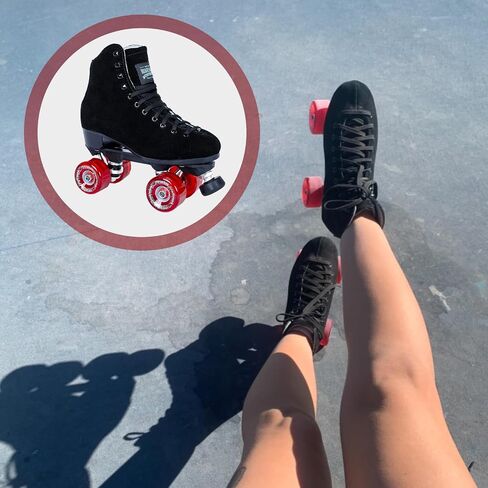 Sure Grip Boardwalk Unisex Outdoor Roller Skate - Suede Material, ABEC 3 Bearings, Soft 78A Motion 62mm Red Wheels - Polyurethane Wheel Material (Red Motion) in Kuwait