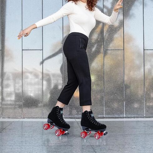 Sure Grip Boardwalk Unisex Outdoor Roller Skate - Suede Material, ABEC 3 Bearings, Soft 78A Motion 62mm Red Wheels - Polyurethane Wheel Material (Red Motion) in Kuwait