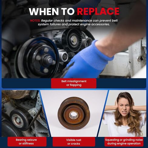 بكرة حزام MOCA Idler تناسب 04-07 لـ Buick Rainier، 02-09 لشفروليه تريل بليزر، 02-06 لـ GMC Envoy XL L6 4.2L Gas، 2009 لـ Kenworth T660، 08-09 لـ Western Star 4900SA L6 12.5L ديزل in Kuwait