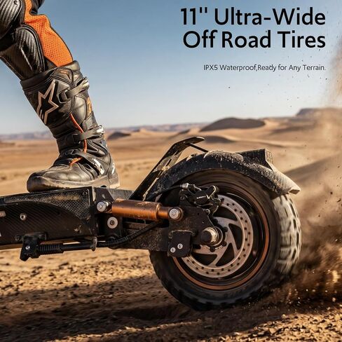 Off Road Electric Scooter, 1200W 25Miles Range 31 MPH,11" All Terrain Tire, Double Suspension,Disc Brakes Dual Suspension E-Scooter for Adults in Kuwait