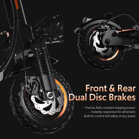 Off Road Electric Scooter, 1200W 25Miles Range 31 MPH,11" All Terrain Tire, Double Suspension,Disc Brakes Dual Suspension E-Scooter for Adults in Kuwait