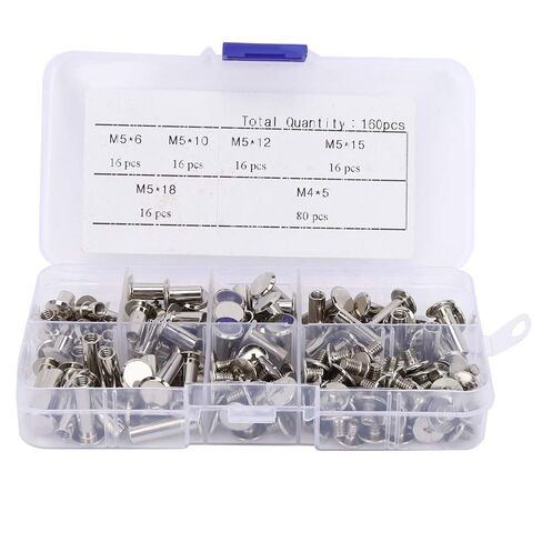 160 Piece Rivet Set, Flat Head Album Rivets, Plated, Rusts, Screws for Scrapbook, Bookbinding, DIY Crafting, and Repair in Kuwait