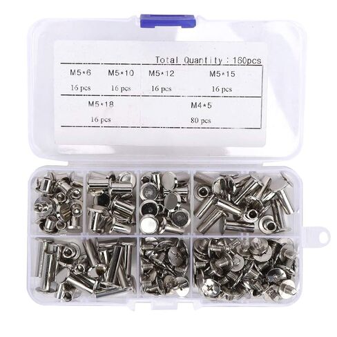 160 Piece Rivet Set, Flat Head Album Rivets, Plated, Rusts, Screws for Scrapbook, Bookbinding, DIY Crafting, and Repair in Kuwait