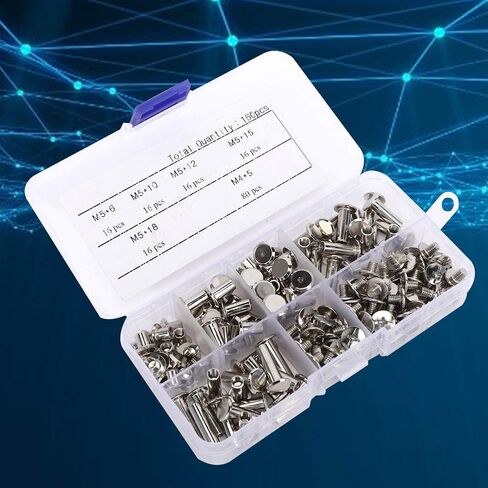 160 Piece Rivet Set, Flat Head Album Rivets, Plated, Rusts, Screws for Scrapbook, Bookbinding, DIY Crafting, and Repair in Kuwait