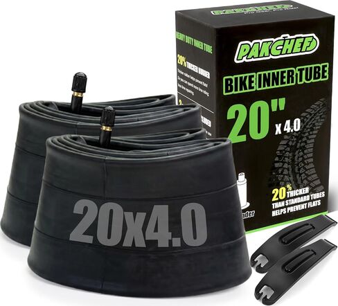 أنبوب داخلي للدراجة السميكة مقاس 20 × 4.0 - عرض حقيقي 4.0 بوصة لإطارات الدهون والدراجة الإلكترونية مقاس 20 × 4 - أداء متين وموثوق من مطاط البوتيل - AV 32 مم، عبوتان in Kuwait