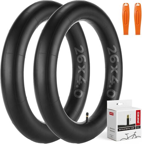 2-Pack 26x4.0, 20x4.0 Fat Bike Inner Tubes with 2 Tire Levers, Standard Butyl Rubber Bicycle Tubes, Schrader Valve Ideal for Fat Tire Electric Bikes in Kuwait