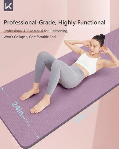 KEEP Yoga Mat 7mm Thick Non Slip - Extra Cushion TPE Exercise Mat for Home Workout & Pilates, Eco Friendly Knee Protection, 72"x24" Large Fitness Mat with Carrying Strap in Kuwait