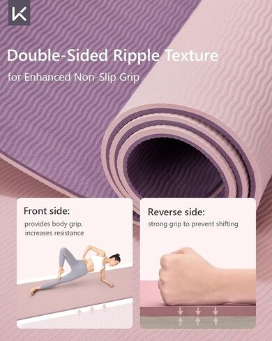 KEEP Yoga Mat 7mm Thick Non Slip - Extra Cushion TPE Exercise Mat for Home Workout & Pilates, Eco Friendly Knee Protection, 72"x24" Large Fitness Mat with Carrying Strap in Kuwait
