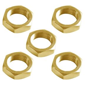 Joywayus 5PCS M15 x 1.0mm Pitch Hex Nuts Brass Metric Fine Thread Locknuts