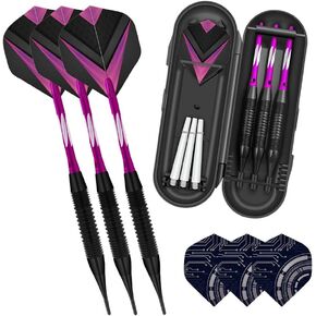SASKATE Soft Tip Darts Set, Professional Soft Flights with Storage Case, for Electric Dart Board Darts Plastic Tips Dart-Lovers