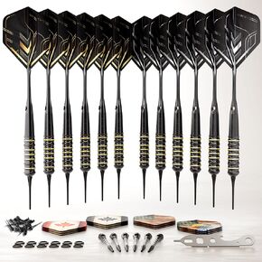 مجموعة سهام ذات رأس ناعم ممتازة 12 × 18 جم من CC-Exquisite | سهام ذات أطراف بلاستيكية | - 18 جرامًا من السهام للوحة السهام الإلكترونية | 24 رحلة طيران و18 عمودًا + أطراف ناعمة إضافية، أداة رمي السهام، حلقات دائرية مطاطية in Kuwait
