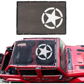 Bestaoo Sun Shade Mesh بيكيني علوي للحماية من الأشعة فوق البنفسجية لسيارة Jeep Wrangler 2018-2023 JL JLU 4 أبواب (علم)