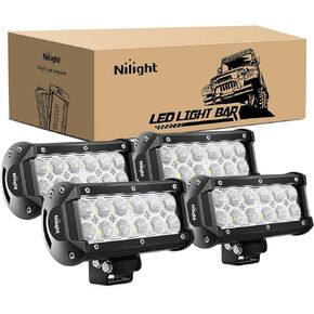 Nilight - 60002F-C 4PCS 36W 6.5 Inch Flood Led Light Bar Off Road Lights Super Bright Driving Fog Light Boat Lights Driving Lights Led Work Light for Jeep Lamp