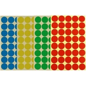1152 Pieces 1 Inch/25mm Round Dot Stickers Color Coding Labels Circle Adhesive Stickers 4" X 6" Sheet(Multicolored-Red, Blue, Yellow, Green)