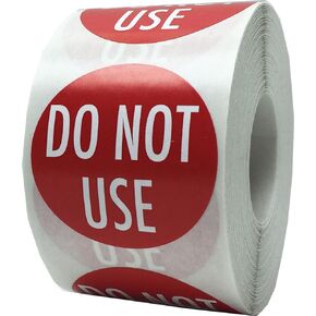 Red with White DO NOT USE Stickers, 1.5 Inches Round, 500 Labels on a Roll