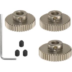 HARFINGTON 48P 7075 Aluminum Pinion Motor Gear Set 3pcs 38T 39T 40T Fit 5mm RC Motor Shaft 48 Pitch Gears for RC Car, with Hex Key