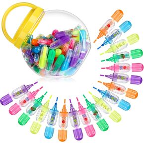Ctosree 90 Pieces Mini Cute Highlighters Scented Highlighters with Candy Jars for Kids,multi Color Highlighters Cute School Supplies Classroom Office Stationery for Drawing Poster Diary Greeting Card