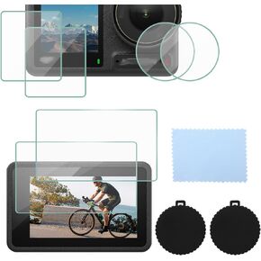 PEUTIER 6pcs Screen Protector for Dji Osmo Action 4, with 2 Lens Cap 9H Hardness Tempered Glass High Transparency Screen Cover Lens Protector Protective Accessories, Prevent Scratches Dust