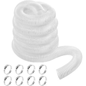 2 1/2" x 30' PVC Dust Collection Hose, Puncture Resistant Fume Collection Hose with 8 Pieces Stainless Steel Hose Clamps, Clear Dust Collector Hose for Woods Dust Debris