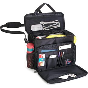 CURMIO Patrol Bag Law Enforcement, Car Seat Organizer, Truck Organizer with Padded Sleeve for Laptop, Patent Design, Black