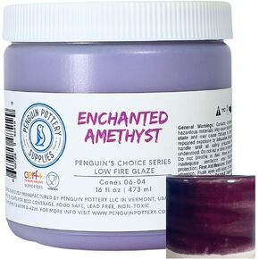 فخار البطريق - سلسلة اختيار البطريق - الجمشت المسحور - مخروط طلاء منخفض النار 06-04 للطين منخفض النار - فخار مزجج سيراميك (1 لتر | 16 أونصة | 473 مل) in Kuwait