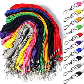 200 Pieces Badge Lanyards Flat Lanyards for ID Badges, Assorted Colors Neck lanyards with Swivel J Hook Clip for Key, Card Holder, Name Tag, Student Teacher Office Worker Accessories