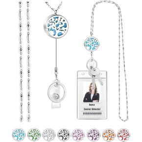 Lanyards for Id Badges Women Cute Keys Teacher Appreciation Gifts Keychain Badge Holder Necklace Silver Pretty Graduation Nurse Personalized Retractable Essential Oil Tree Life