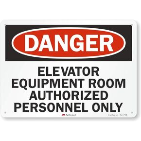 "Danger - Elevator Equipment Room, Authorized Personnel Only" Sign By SmartSign | 10" x 14" 3M Reflective Aluminum