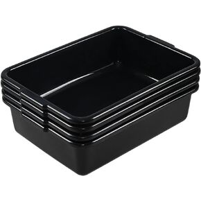 4-Pack 13 L Plastic Commercial Bus Tub Box, Wash Tub Basin, Black