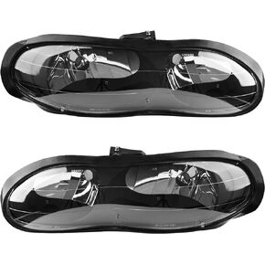 AUTOSAVER88 Headlight Assembly Compatible with 1998-2002 Chevy Camaro Black Housing with Clear Lens(Driver Side and Passenger Side)