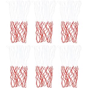 PATIKIL 16.9" 5.5mm Basketball Net Replacement, 6 Pack PP Professional Basketball Hoop Net Rim Nets Sturdy All Weather for Indoor Outdoor, White Red