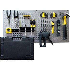 Wall Control Modular Pegboard Tool Organizer System - Wall-Mounted Metal Peg Board Tool Storage Unit for Pegboard Tiling (Beige Pegboard)
