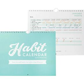Free Period Press Habit Tracker Calendar & To Do List Planner, Spiral Bound Habit Tracker with Writable Goals, 12 Months Undated, 8"x10"