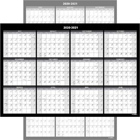 WallDeca Large Dry Erase Calendar for Wall - 2025 Wall Calendar Dry Erase Monthly Yearly Planner - Laminated White Board Calendar Sheet - Horizontal/Vertical Layout - 24" x 36" Dry Erase Wall Calendar